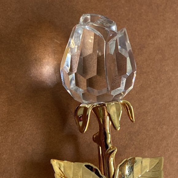 VTG SWAROVSKI SWAN SIGNED CRYSTAL GOLD PLATED MEMORIES ROSE PIN BROOCH - Picture 3 of 12